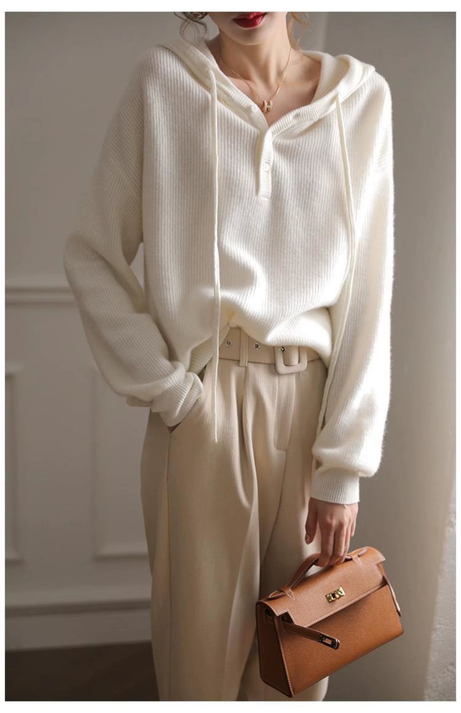 Long Sleeve Women Cashmere Hoodie Autumn and Winter Hooded Cashmere Sweater Cashmere Sweater Women