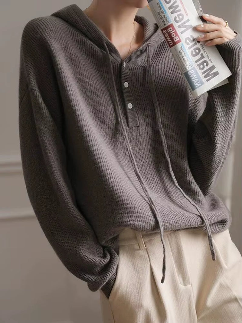 Long Sleeve Women Cashmere Hoodie Autumn and Winter Hooded Cashmere Sweater Cashmere Sweater Women